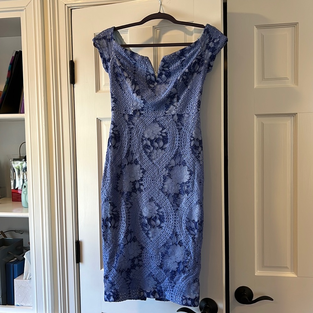 Blue off the shoulder midi dress